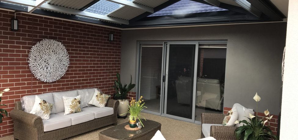 corrugated gable roof verandah attached to fascia