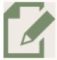 a green and white logo featuring a stylized pencil
