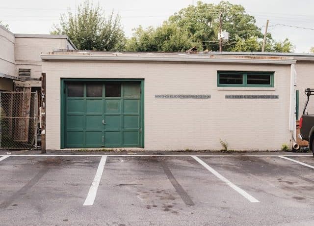 parking space behind a shed